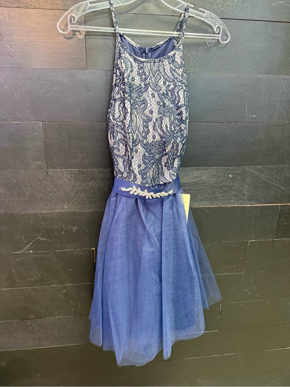 Aspeed Navy Lace Bodice Tulle Prom Dress